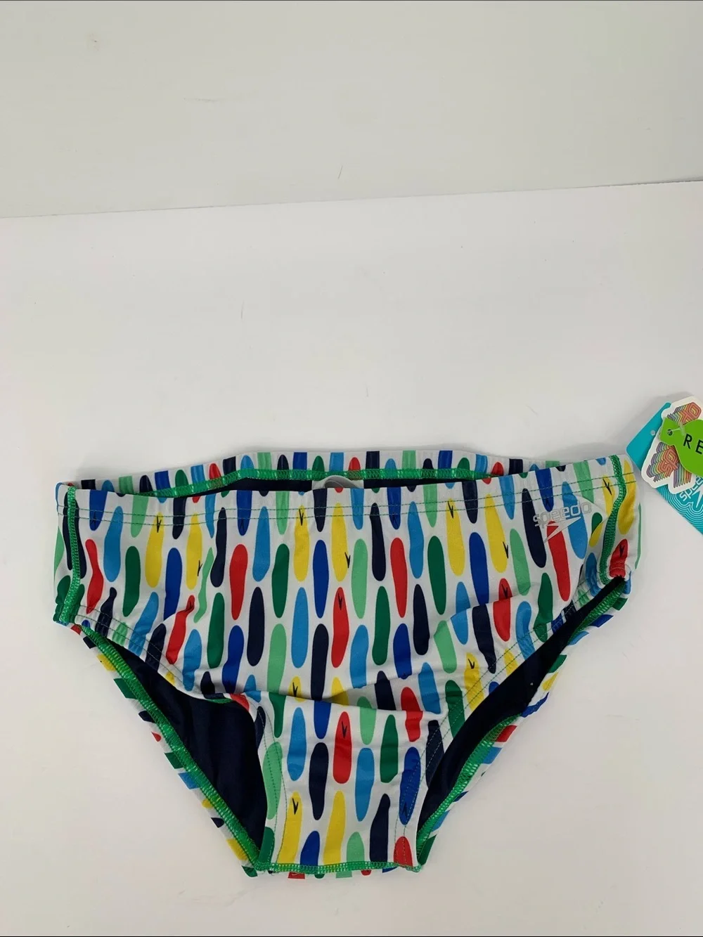 Speedo Endurance racer swimming brief shorts rainbow swim Eco Surf men new 30
